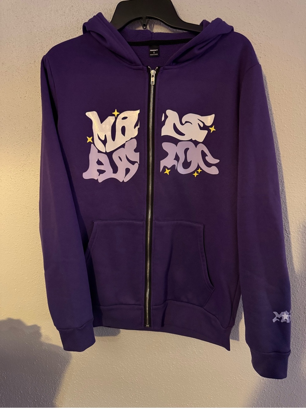 (S) Made Havoc Purple Zip-Up Hoodie with Graphic Print